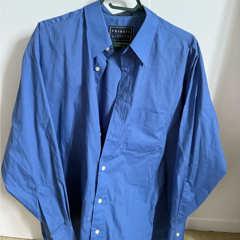 Men's Blue Button-Down Dress Shirt